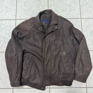 John Ashford Dark Brown Leather Bomber Jacket